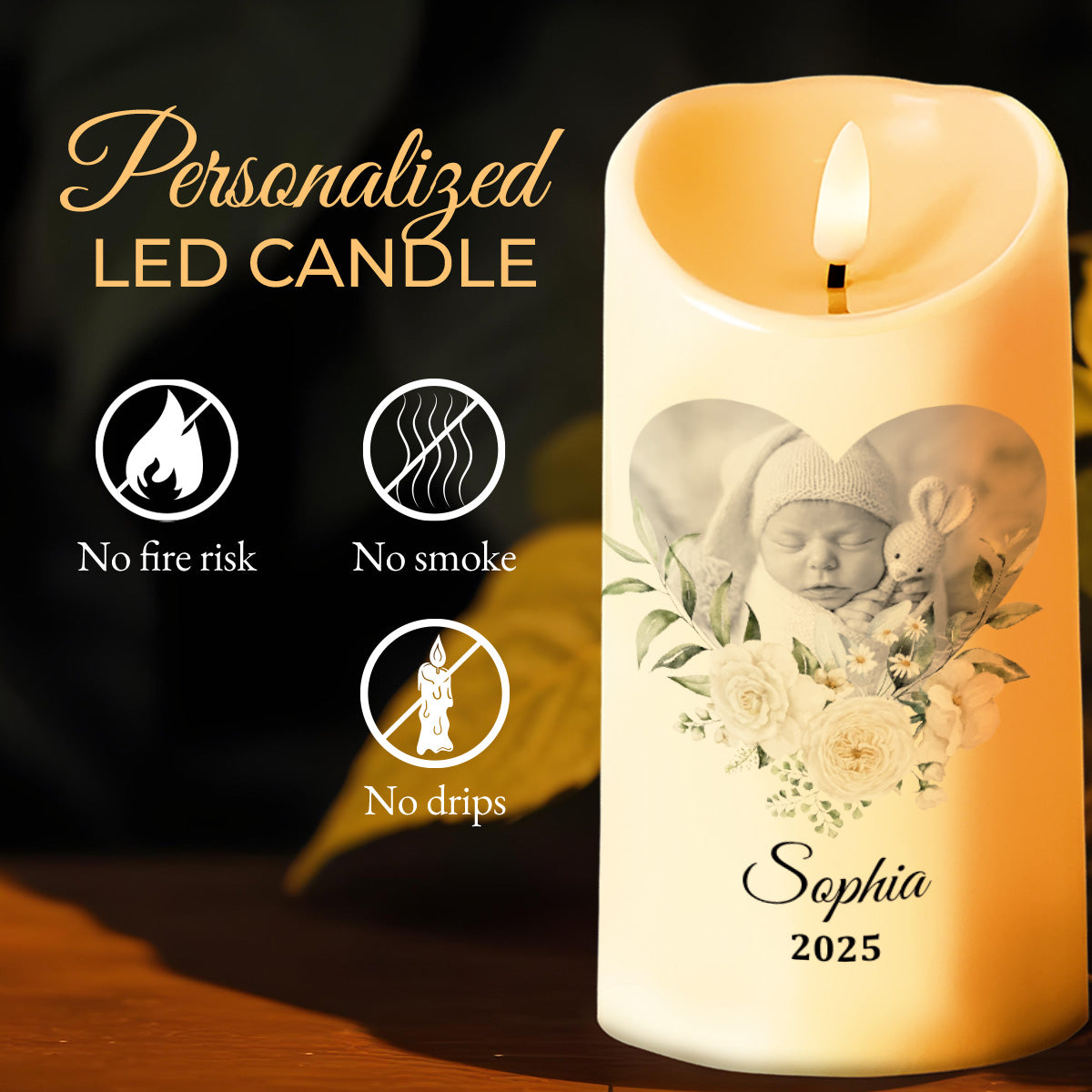 Dear Mommy, I Watch Over You From Heaven Floral Candle