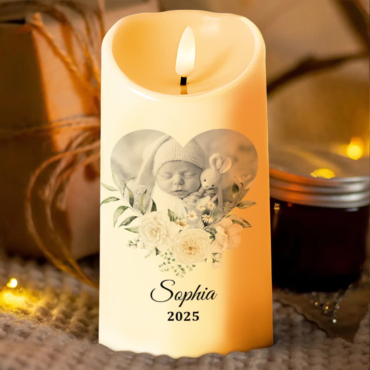 Dear Mommy, I Watch Over You From Heaven Floral Candle