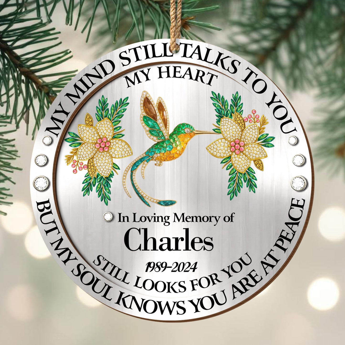 My Mind Still Talks To You Hummingbird And Flowers - Personalized Double Layer Wood Ornament - HME324_DWO