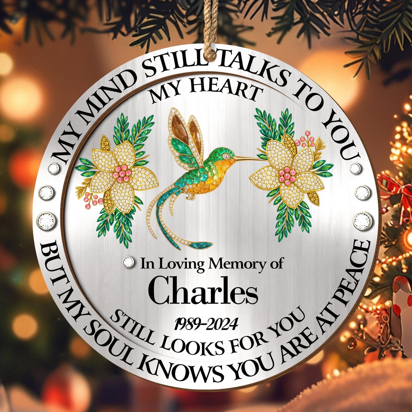 My Mind Still Talks To You Hummingbird And Flowers - Personalized Double Layer Wood Ornament - HME324_DWO