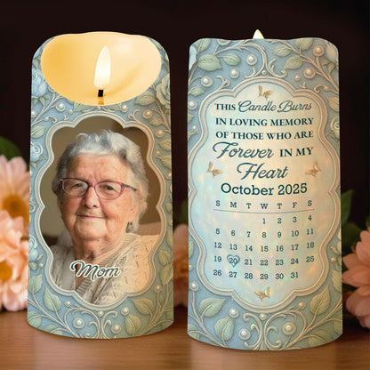In Loving Memory Candle With Leaves And Butterflies