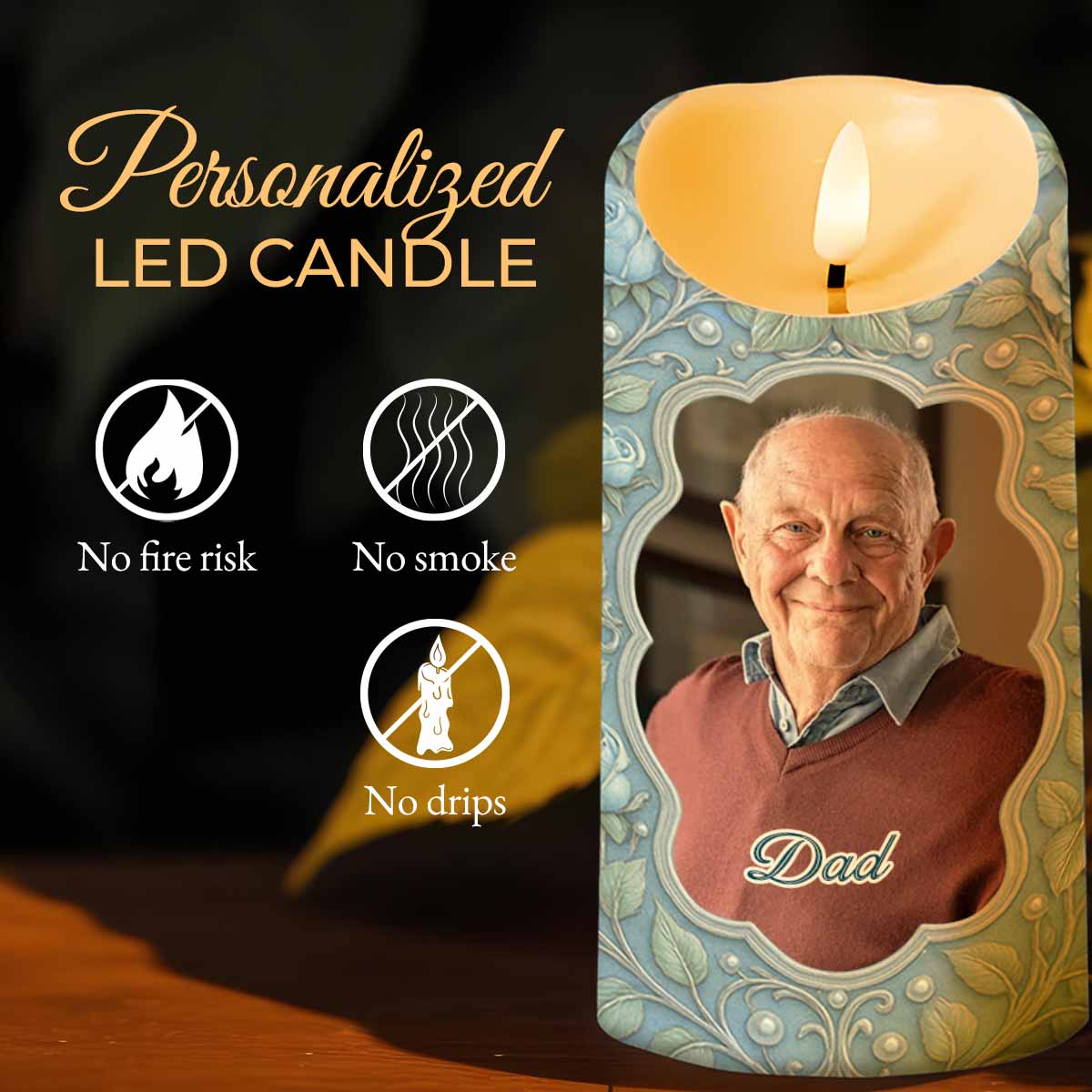 In Loving Memory Candle With Leaves And Butterflies