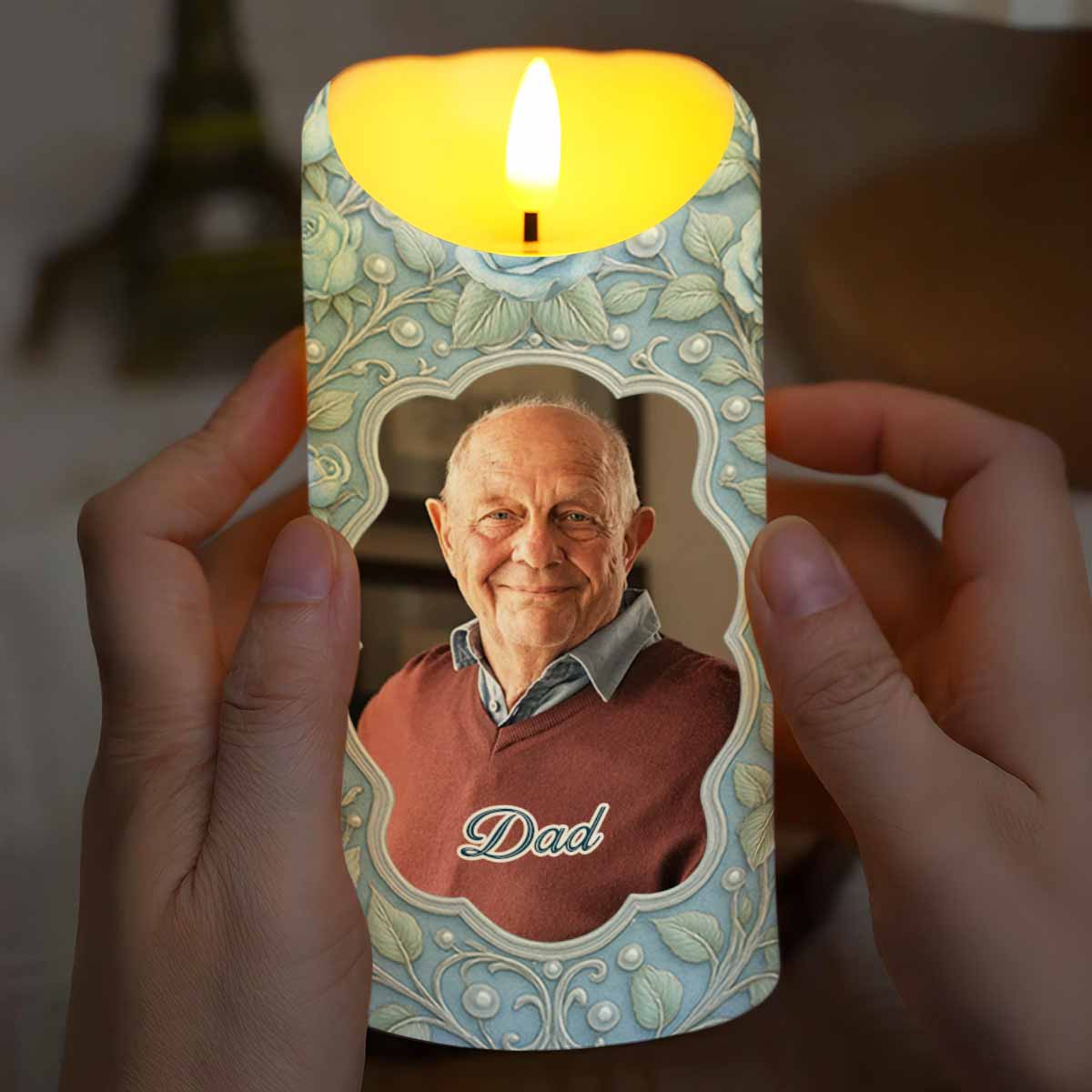 In Loving Memory Candle With Leaves And Butterflies