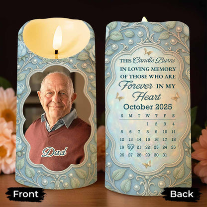 In Loving Memory Candle With Leaves And Butterflies