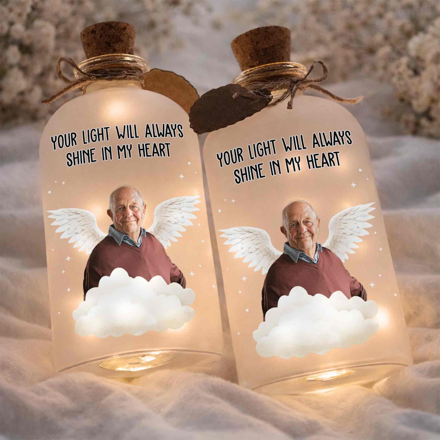 Your Light Will Always Shine In My Heart Angel Wings Clouds