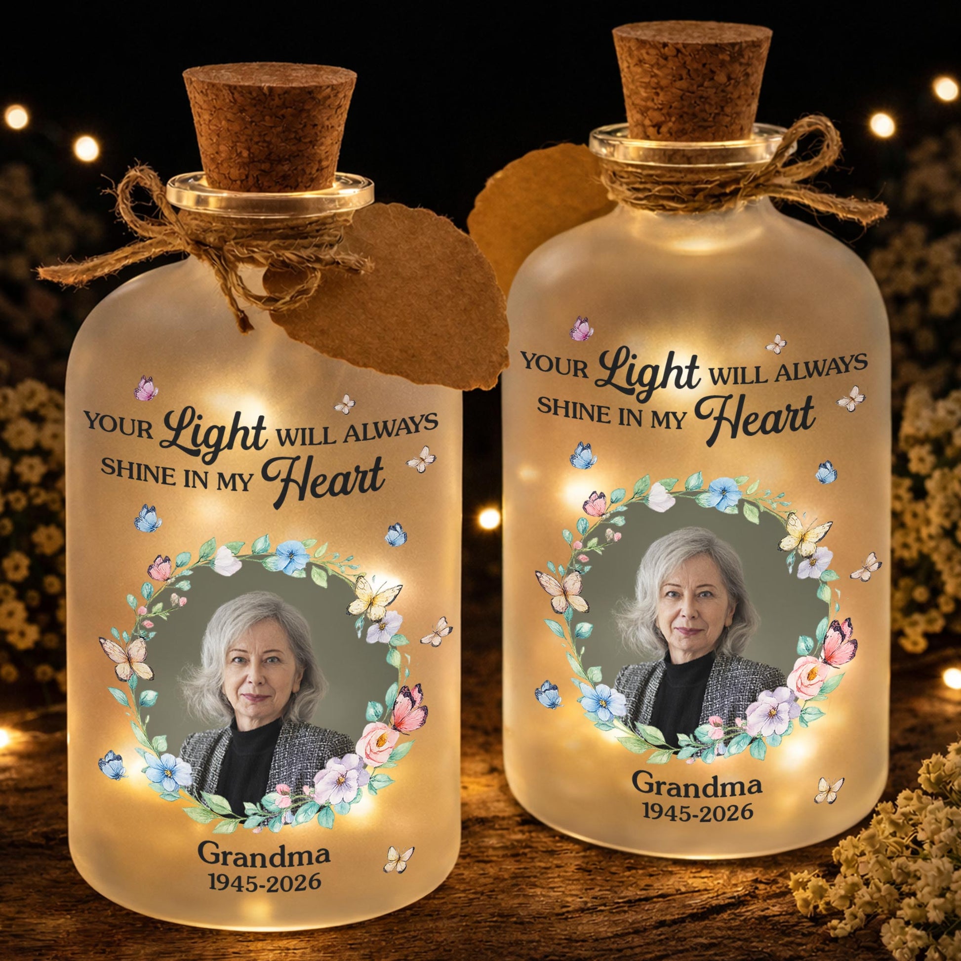 Your Light Will Always Shine In My Heart Butterfly Floral Wreath