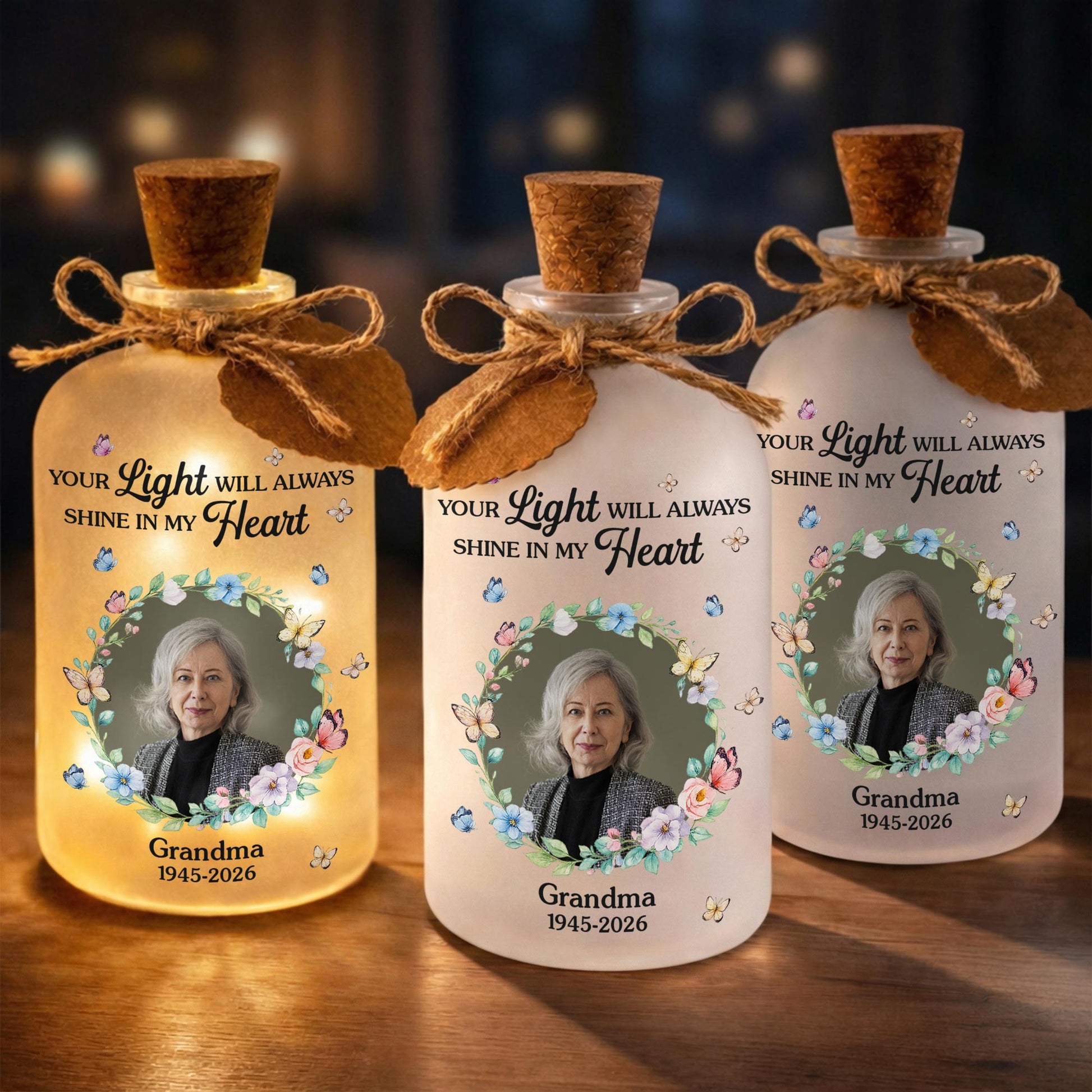 Your Light Will Always Shine In My Heart Butterfly Floral Wreath