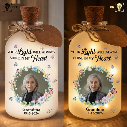 Your Light Will Always Shine In My Heart Butterfly Floral Wreath