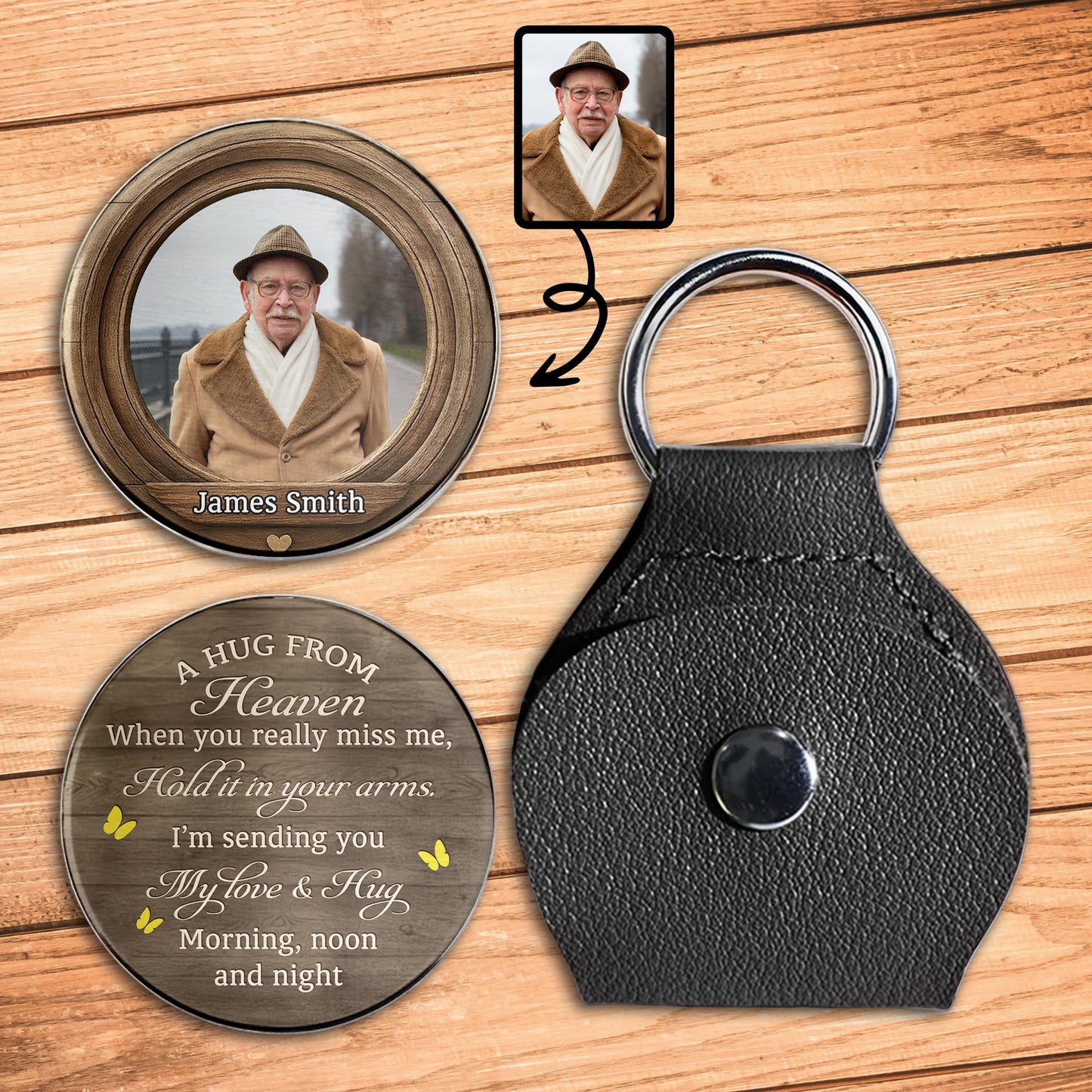 A Hug From Heaven, Customizable Keychain With Hearts