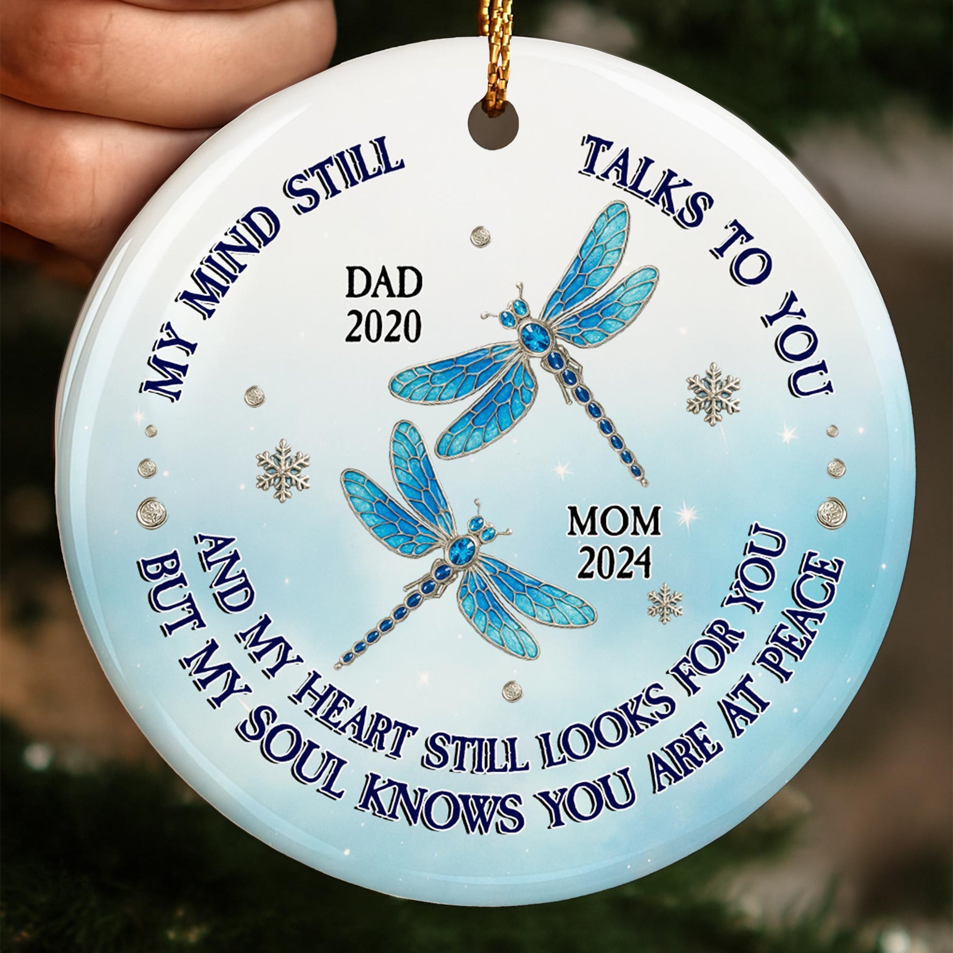 My Mind Still Talks To You, Dragonfly Snowflake Ornament