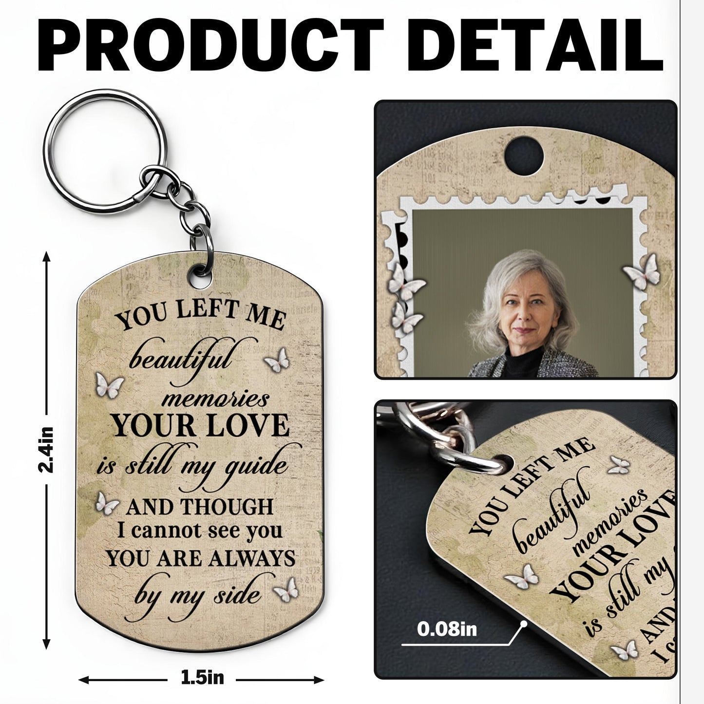 You Left Me Beautiful Memories, Flowers and Butterflies Keychain