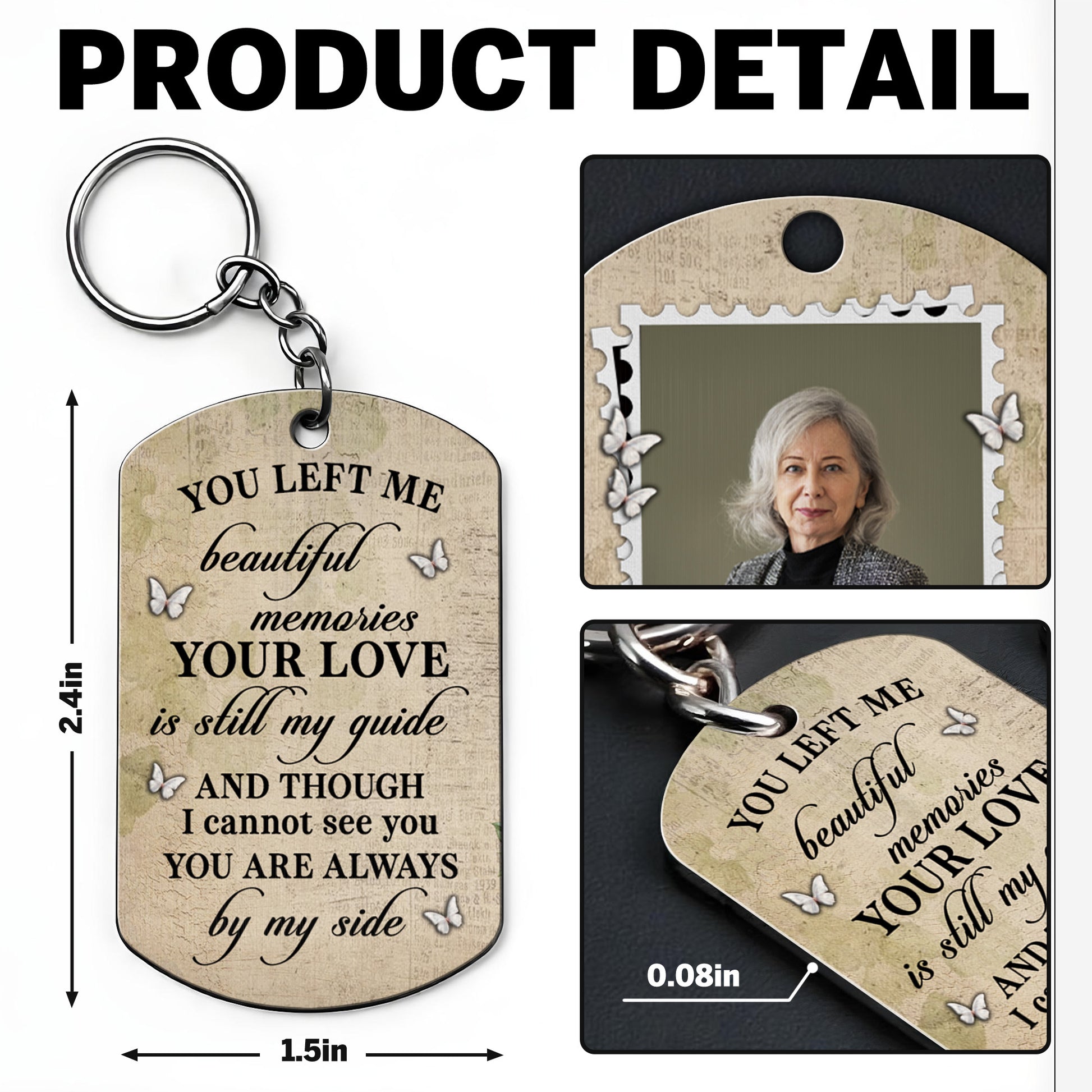 You Left Me Beautiful Memories, Flowers and Butterflies Keychain