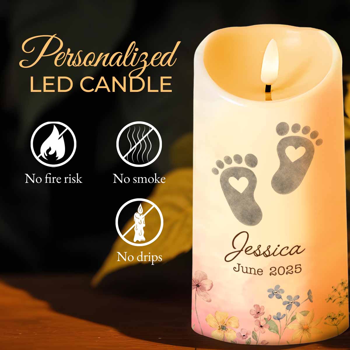 No Footprint So Small, Footprints And Flowers Candle