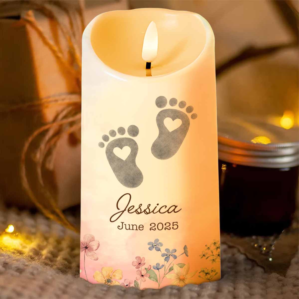 No Footprint So Small, Footprints And Flowers Candle
