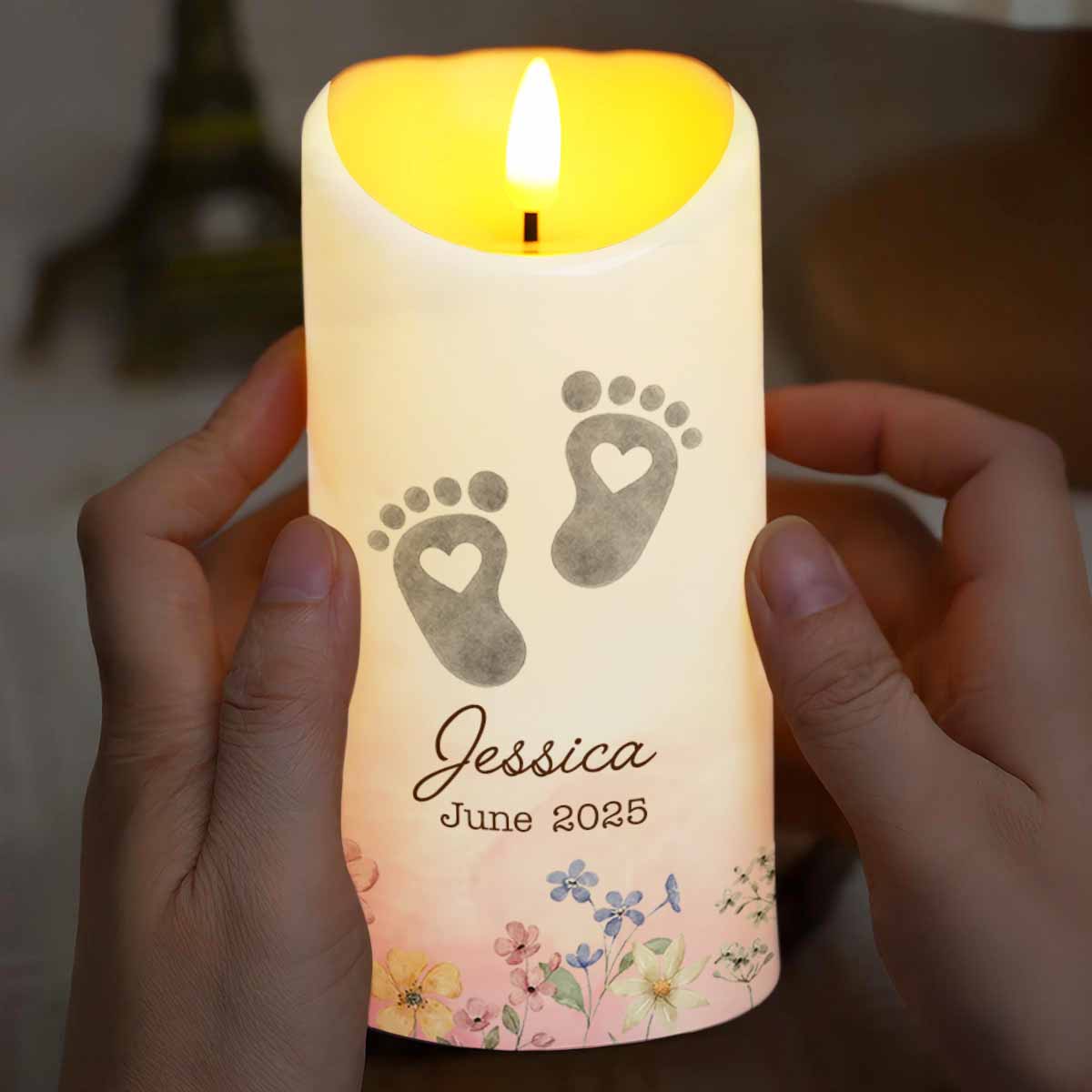 No Footprint So Small, Footprints And Flowers Candle