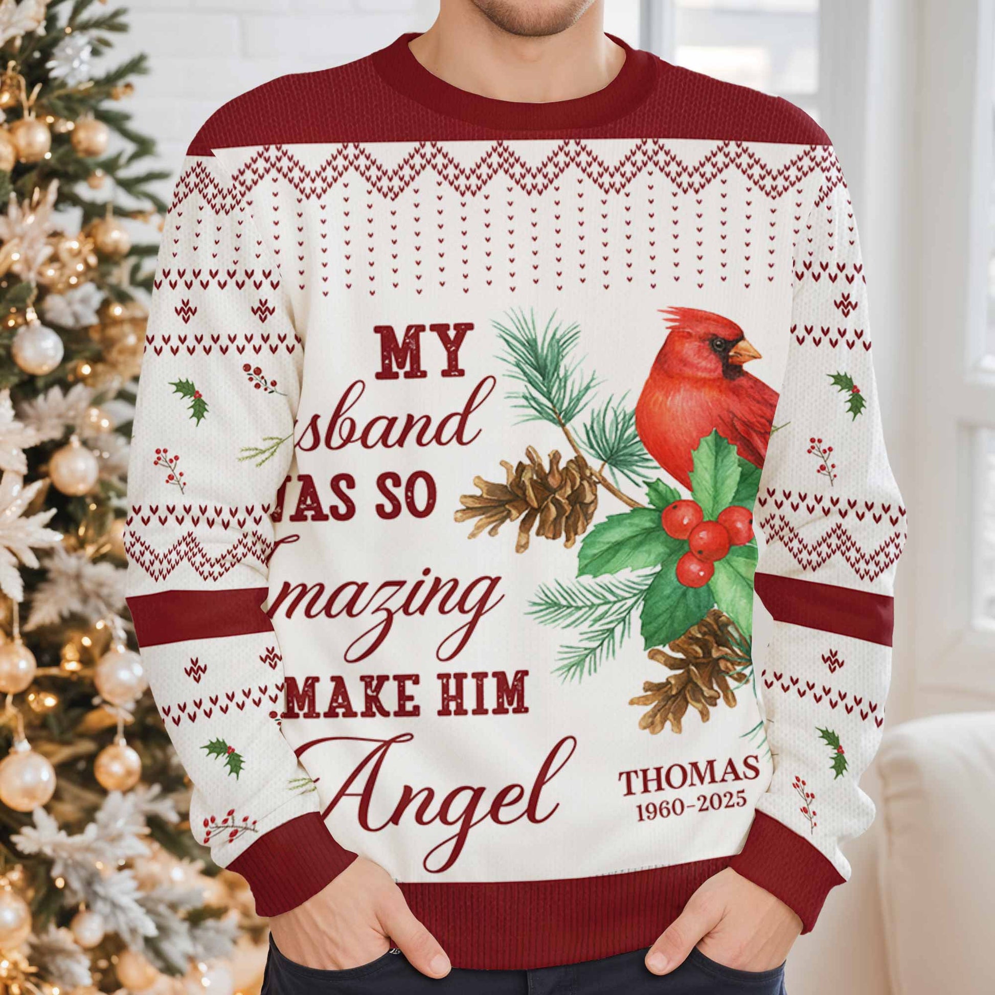 My Husband Was So Amazing God Make Him An Angel, Cardinal And Pine Cones