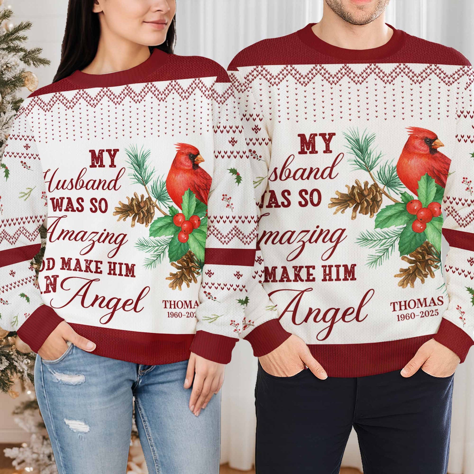 My Husband Was So Amazing God Make Him An Angel, Cardinal And Pine Cones