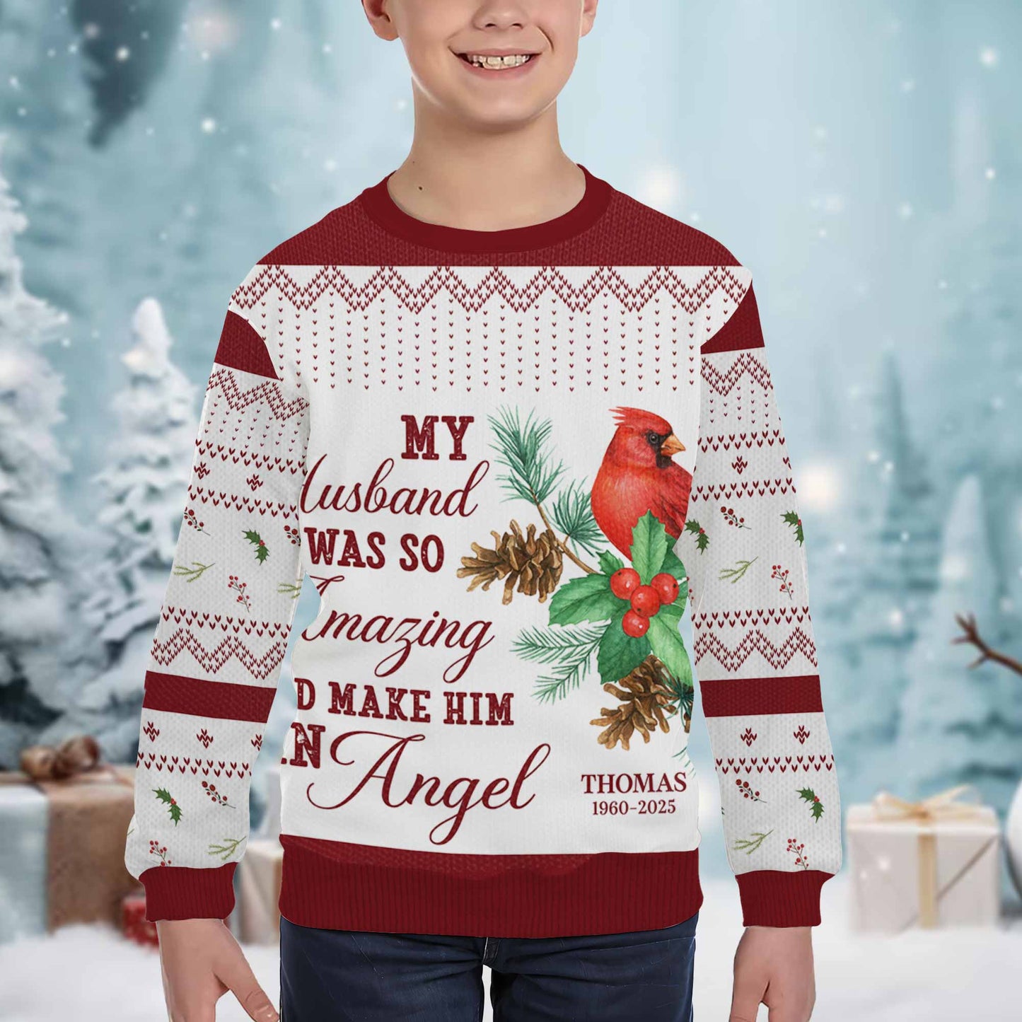 My Husband Was So Amazing God Make Him An Angel, Cardinal And Pine Cones