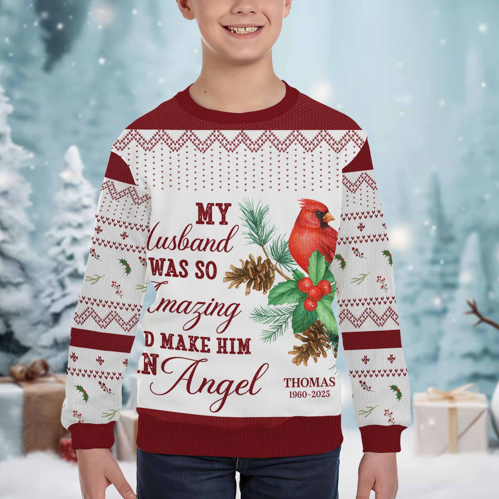 My Husband Was So Amazing God Make Him An Angel, Cardinal And Pine Cones