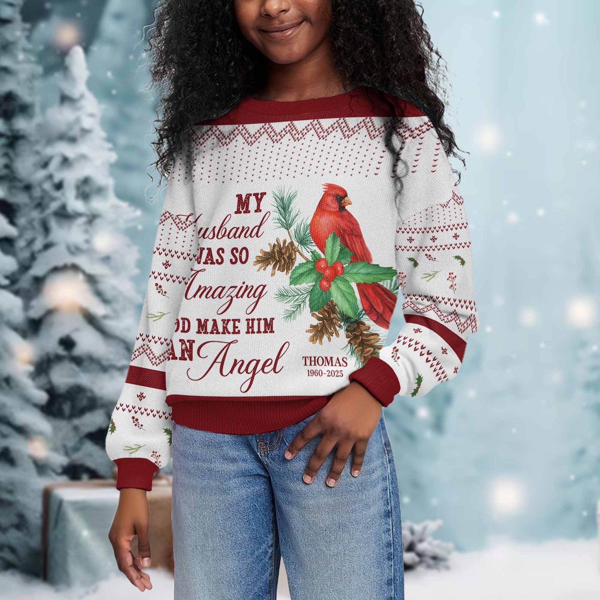 My Husband Was So Amazing God Make Him An Angel, Cardinal And Pine Cones