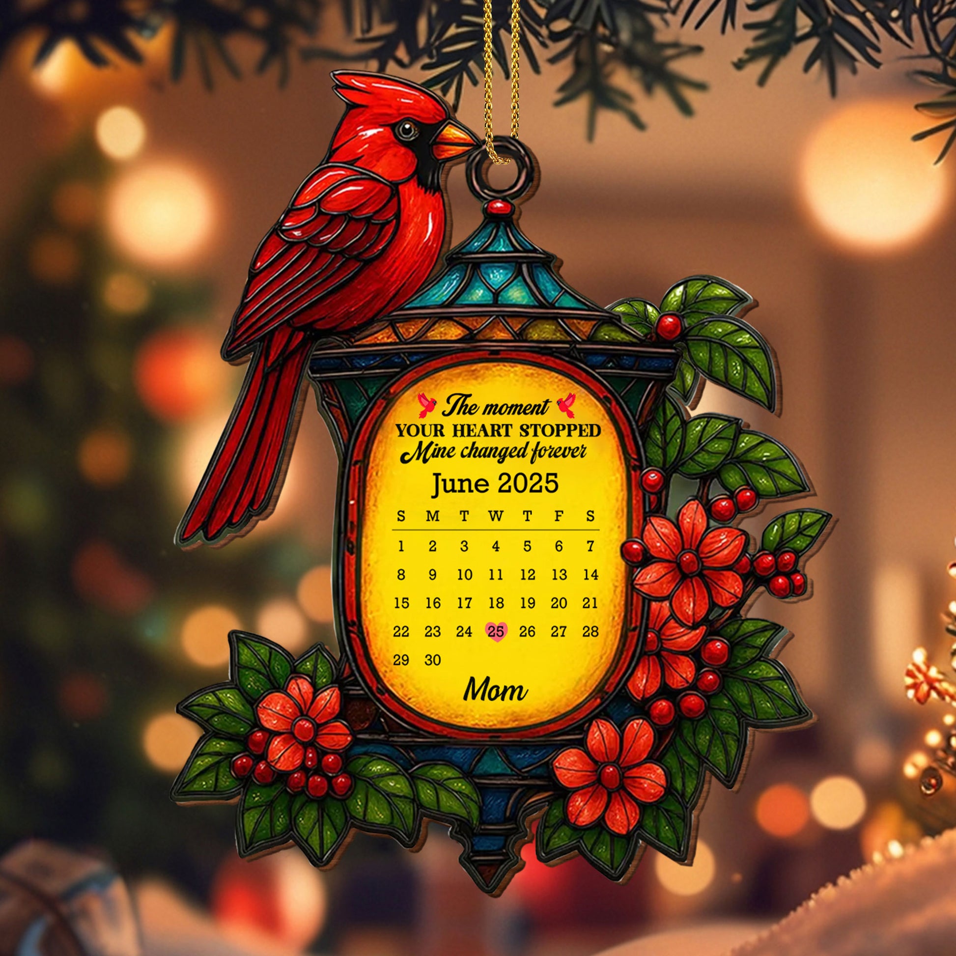 The Moment Your Heart Stopped, Mine Changed Forever Cardinal Ornament
