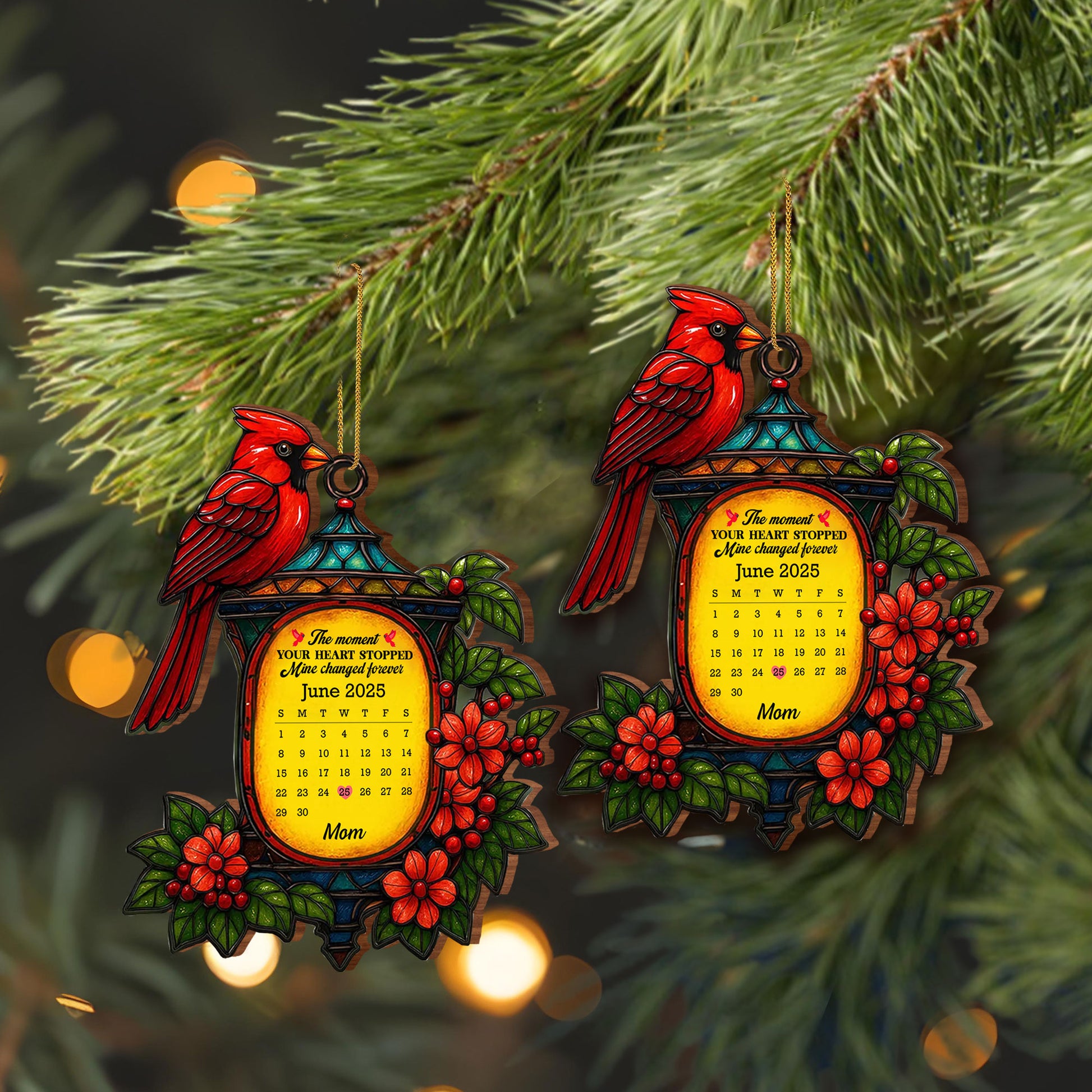 The Moment Your Heart Stopped, Mine Changed Forever Cardinal Ornament