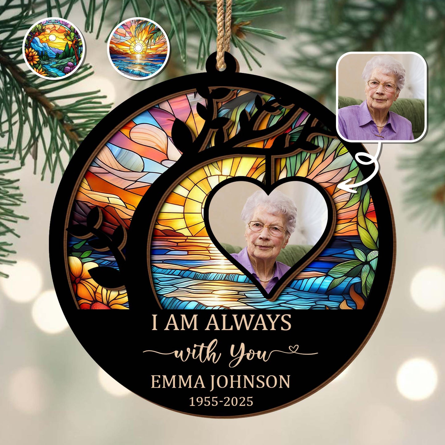 I Am Always With You Stained Glass Heart