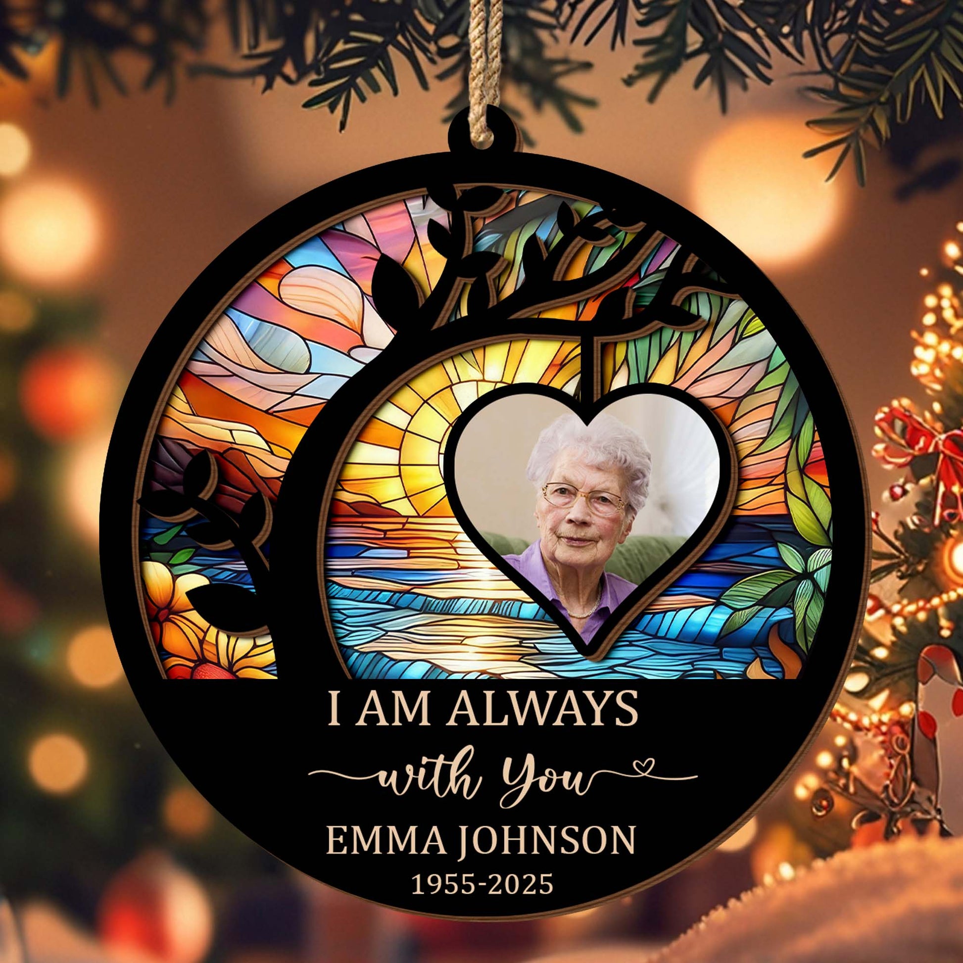 I Am Always With You Stained Glass Heart