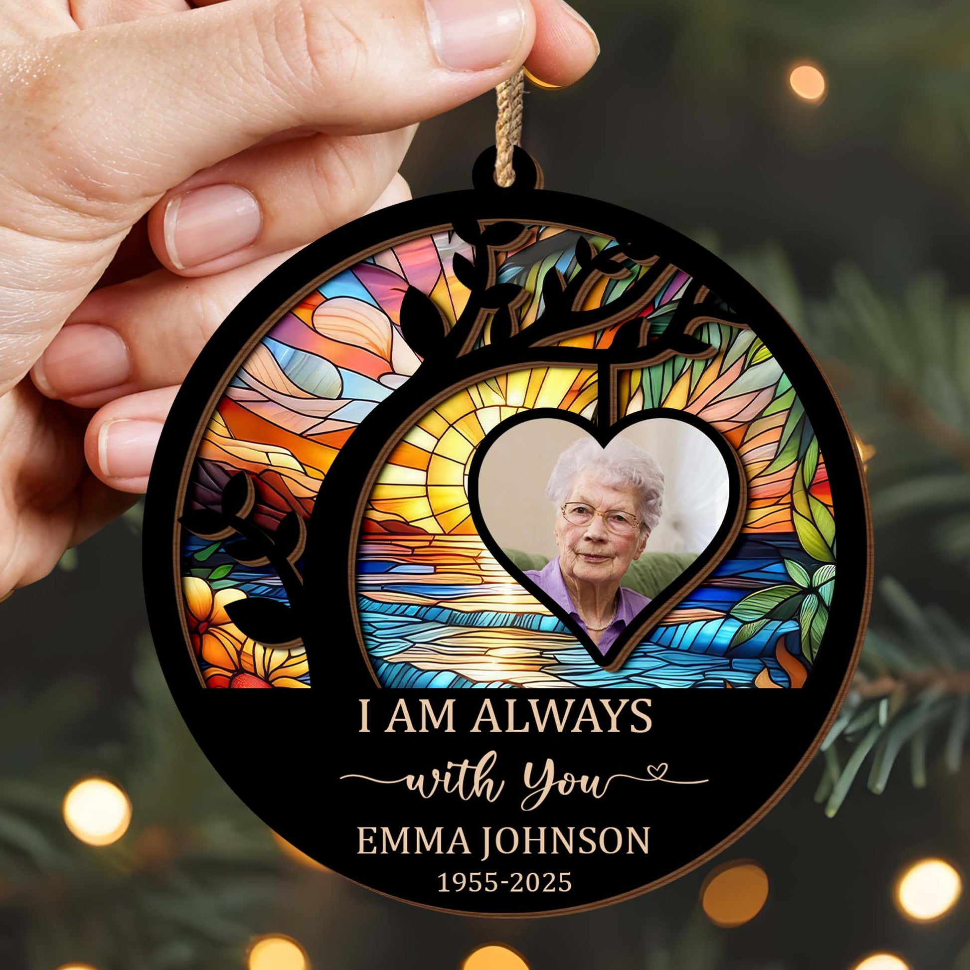 I Am Always With You Stained Glass Heart