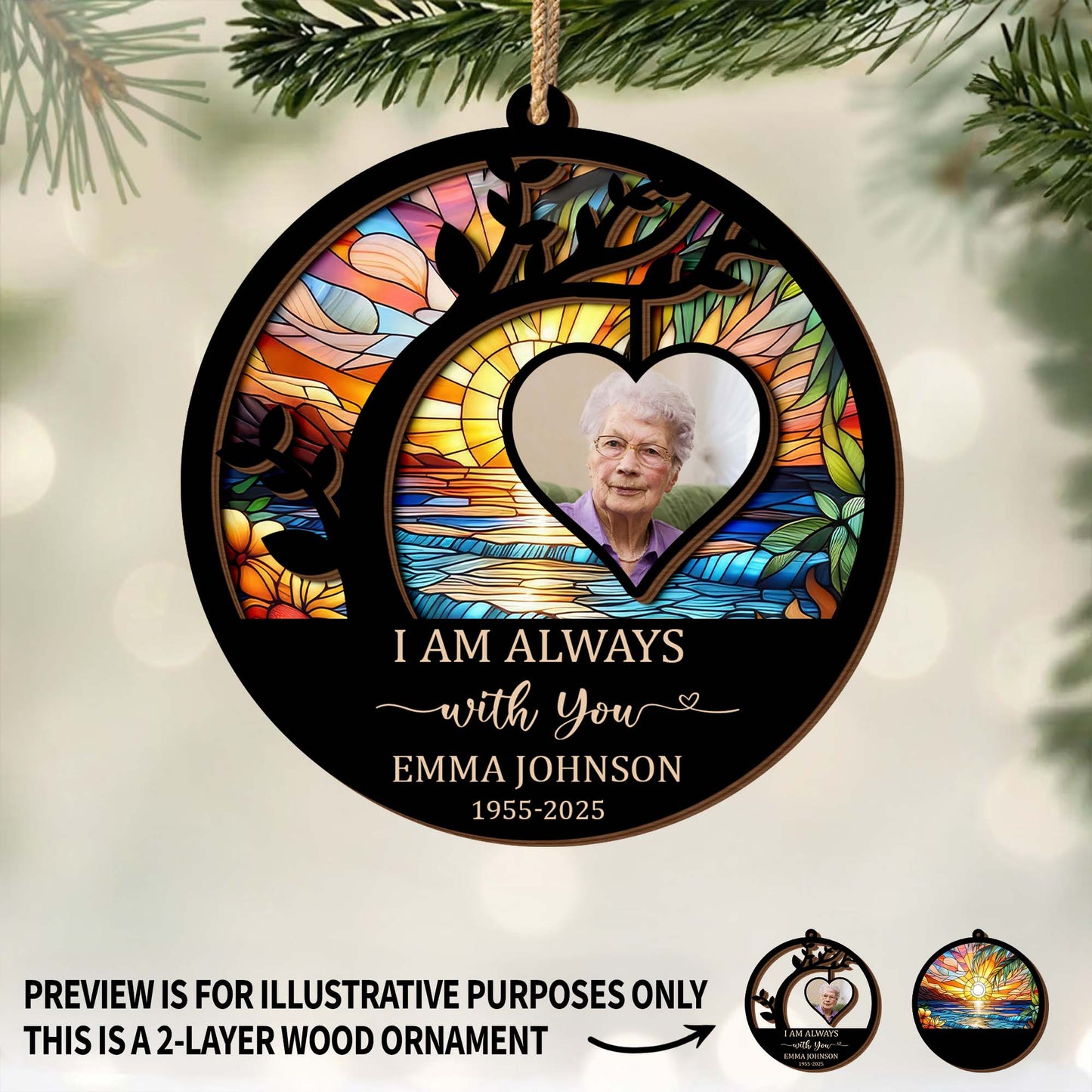 I Am Always With You Stained Glass Heart