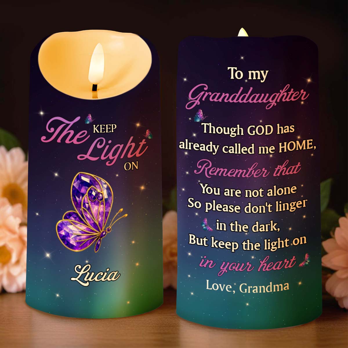 Keep The Light On, Butterfly And Stars Design