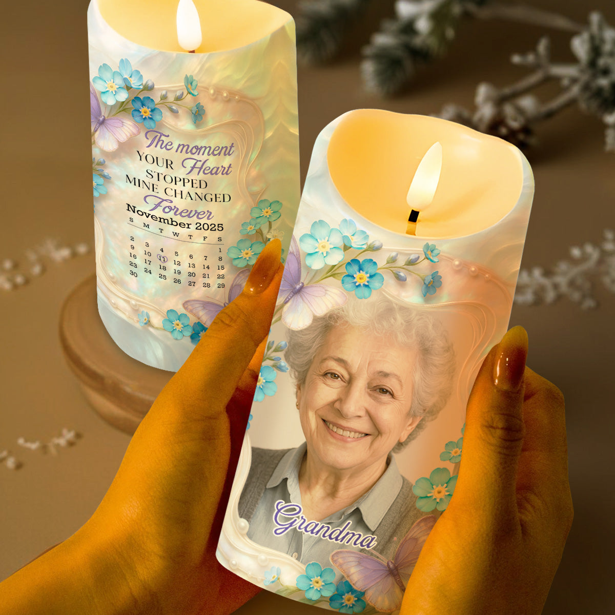 The Moment Your Heart Stopped Mine Changed Forever Memorial Candle