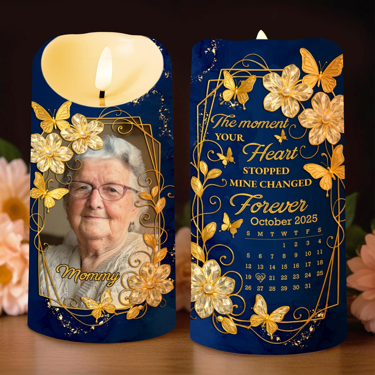 The Moment Your Heart Stopped, Mine Changed Forever, Flowers and Calendar Design