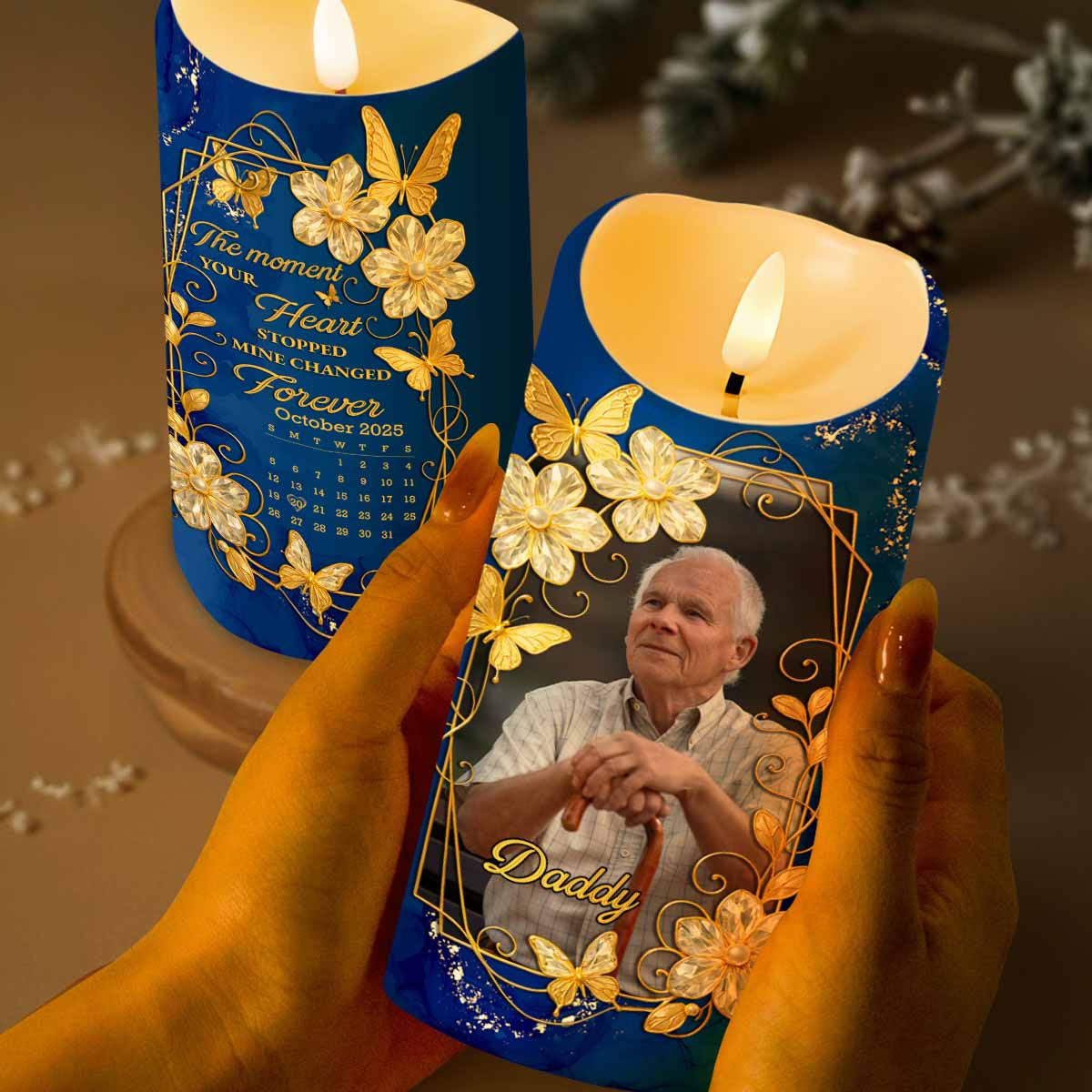 The Moment Your Heart Stopped, Mine Changed Forever, Flowers and Calendar Design