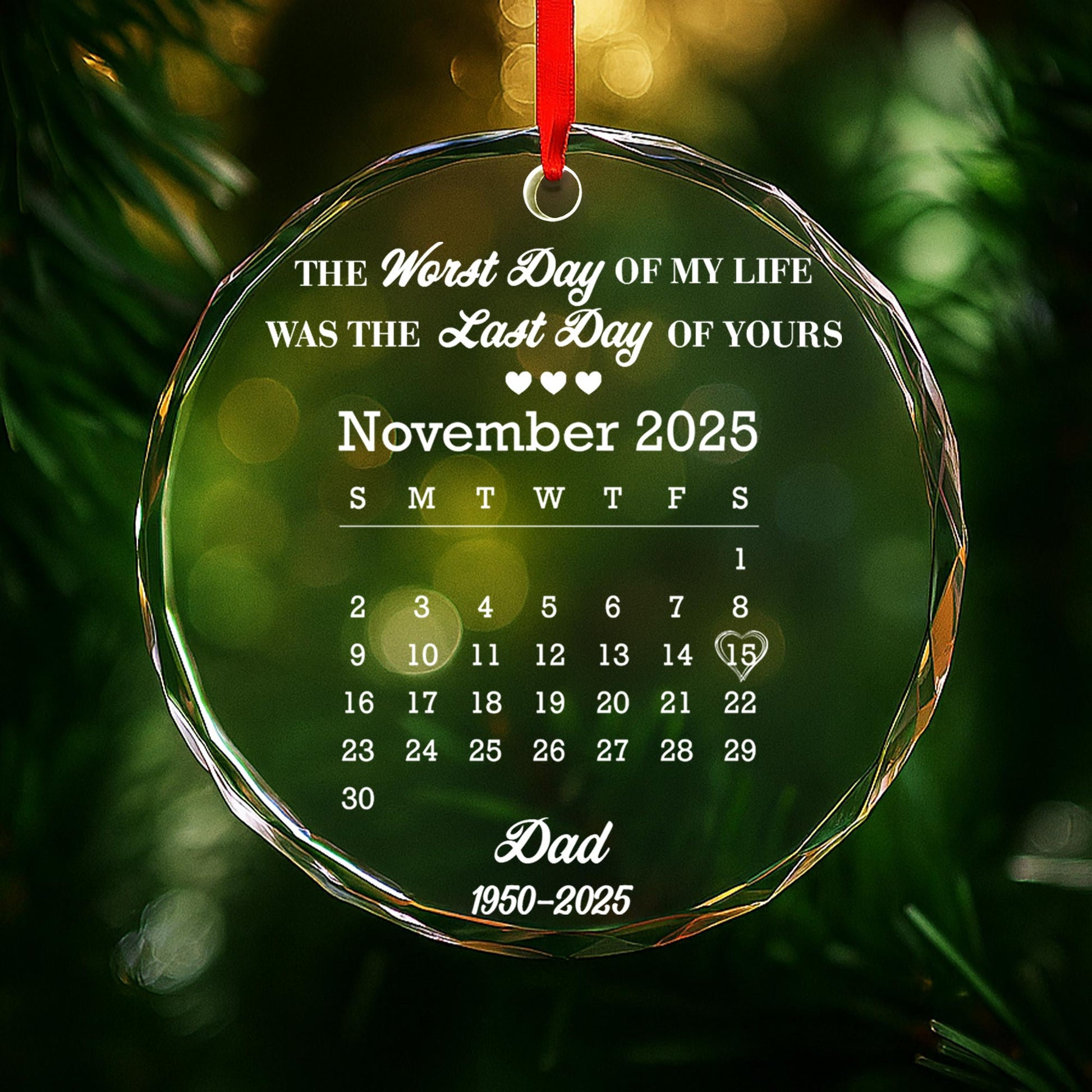 The Worst Day Of My Life, Memorial Circle Glass Ornament