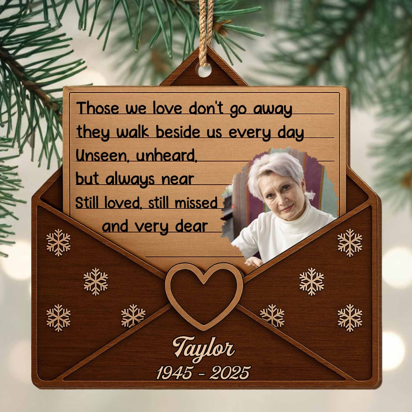 Those We Love Don't Go Away, Snowflakes and Heart Design