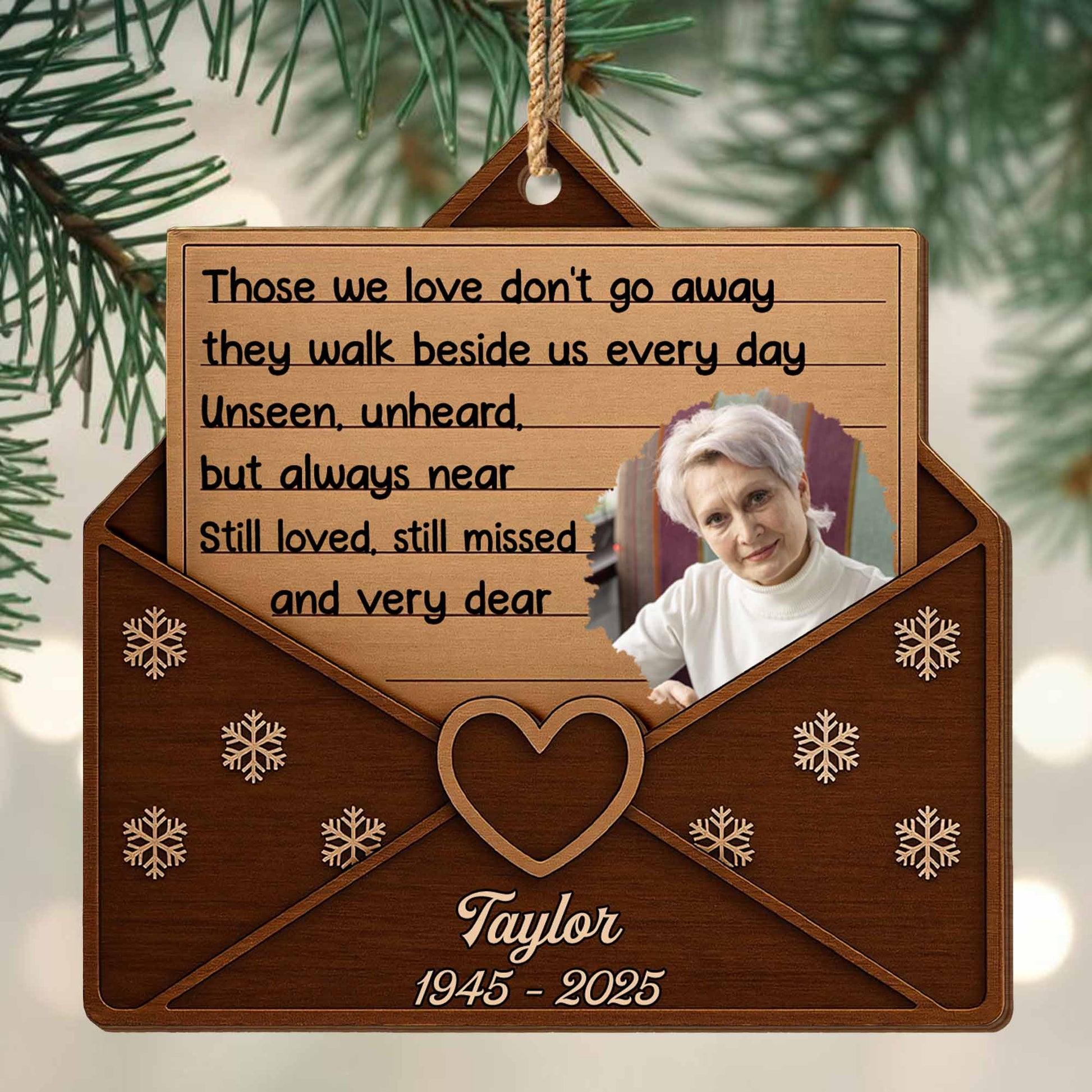 Those We Love Don't Go Away, Snowflakes and Heart Design