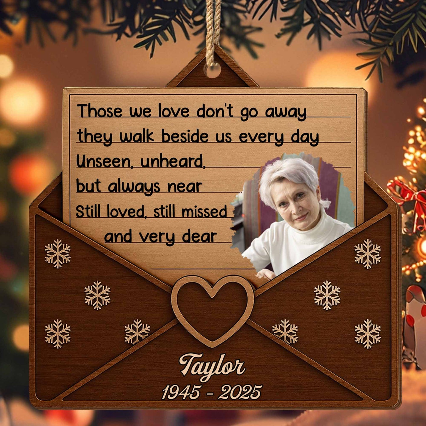 Those We Love Don't Go Away, Snowflakes and Heart Design