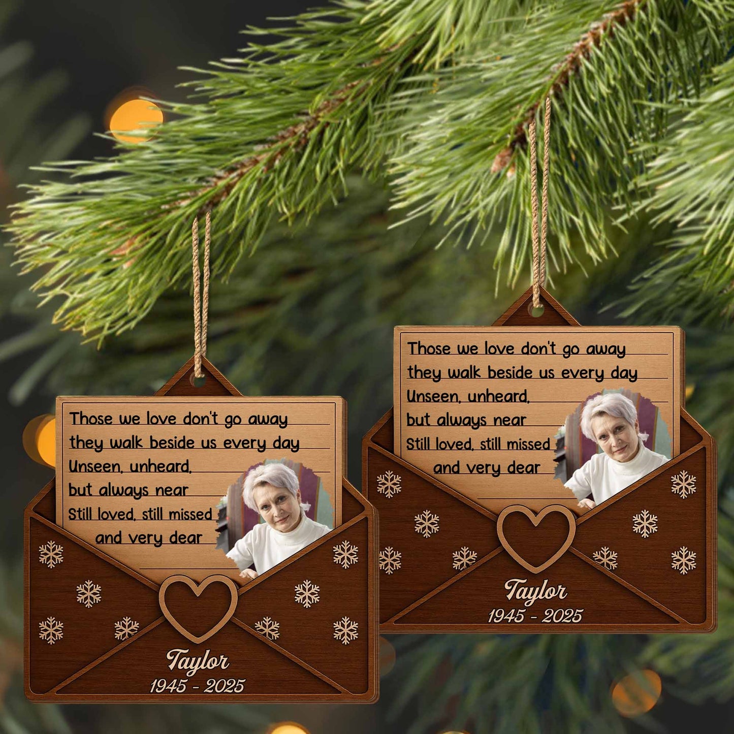 Those We Love Don't Go Away, Snowflakes and Heart Design