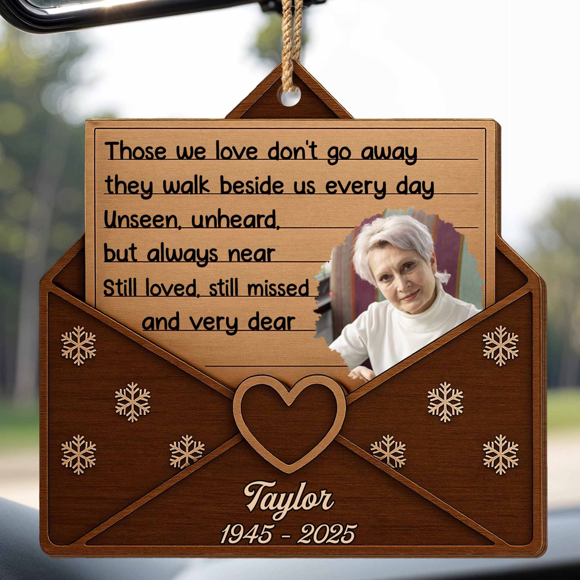 Those We Love Don't Go Away, Snowflakes and Heart Design