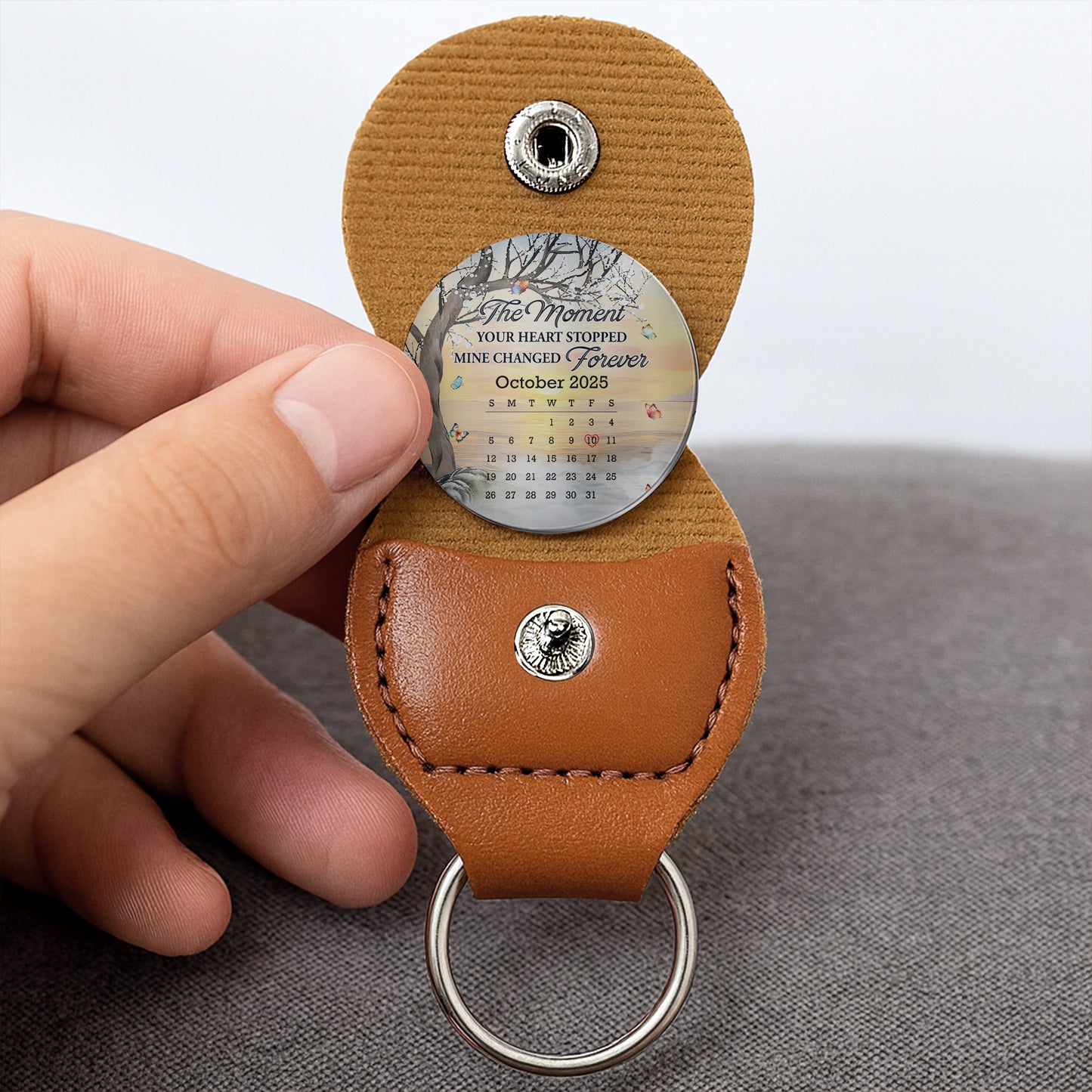 The Moment Your Heart Stopped, Tree and Calendar Keychain - Personalized Custom Pocket Hug - HME358_HTOK