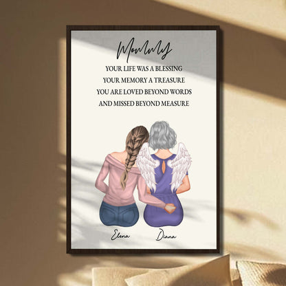 Your Life Was A Blessing Memorial Angel Wings Sunset - Personalized Custom Vertical Poster - HME371_VPOS