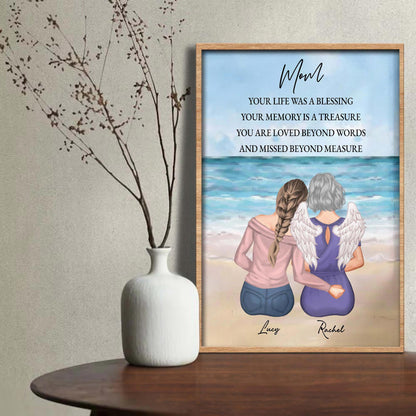 Your Life Was A Blessing Memorial Angel Wings Sunset - Personalized Custom Vertical Poster - HME371_VPOS