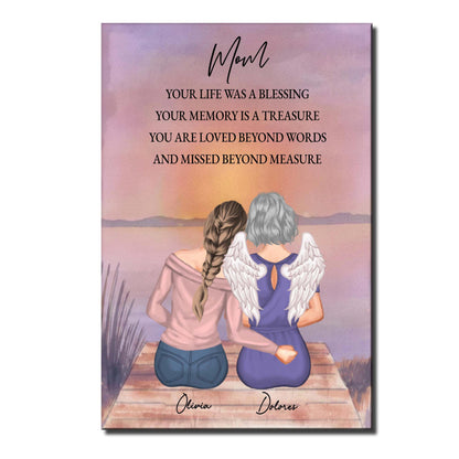 Your Life Was A Blessing Memorial Angel Wings Sunset - Personalized Custom Vertical Poster - HME371_VPOS