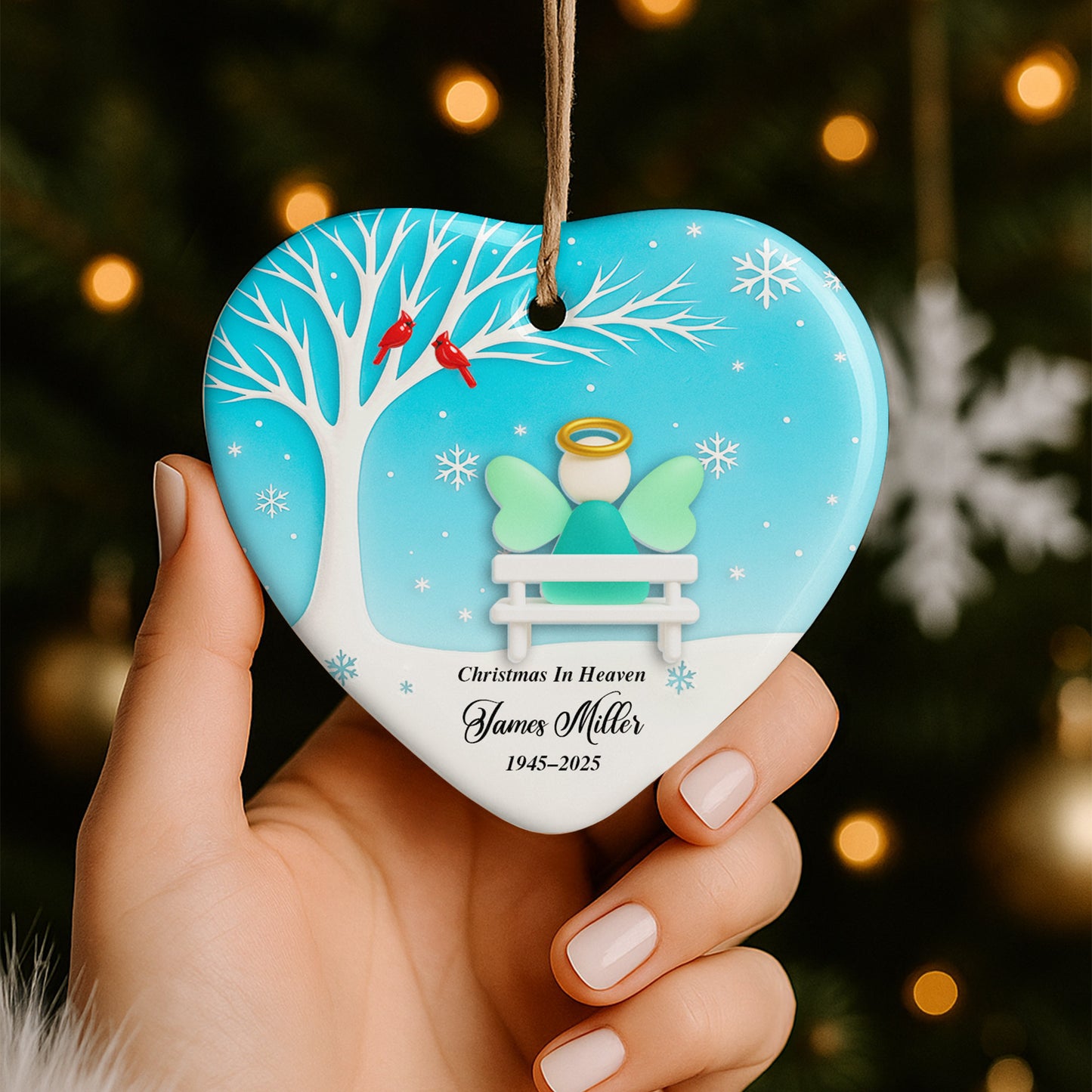 Christmas In Heaven With Tree And Snowflakes