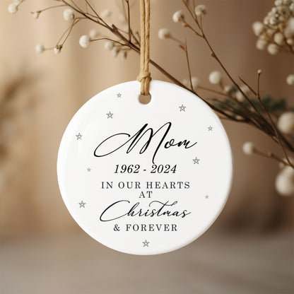 In Our Hearts At Christmas & Forever - Personalized Custom Ceramic Ornament With Round Shape - HME377_RCE