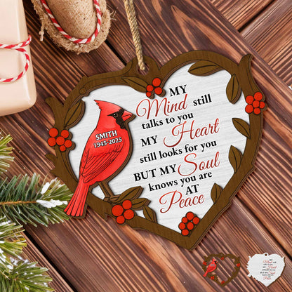 My Mind Still Talks To You Cardinal Wooden Ornament