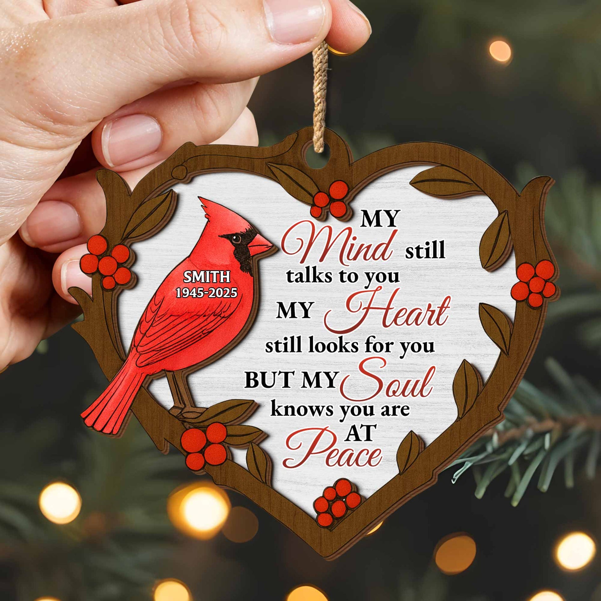 My Mind Still Talks To You Cardinal Wooden Ornament