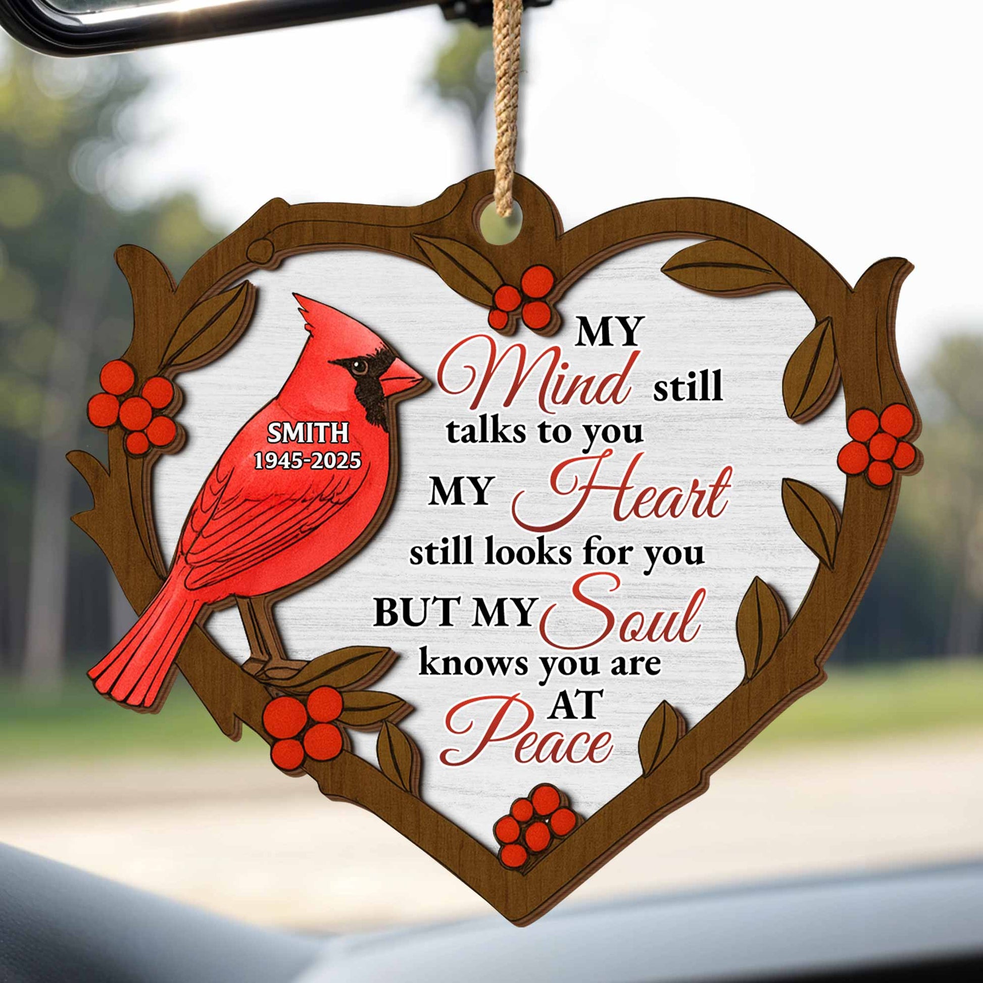My Mind Still Talks To You Cardinal Wooden Ornament