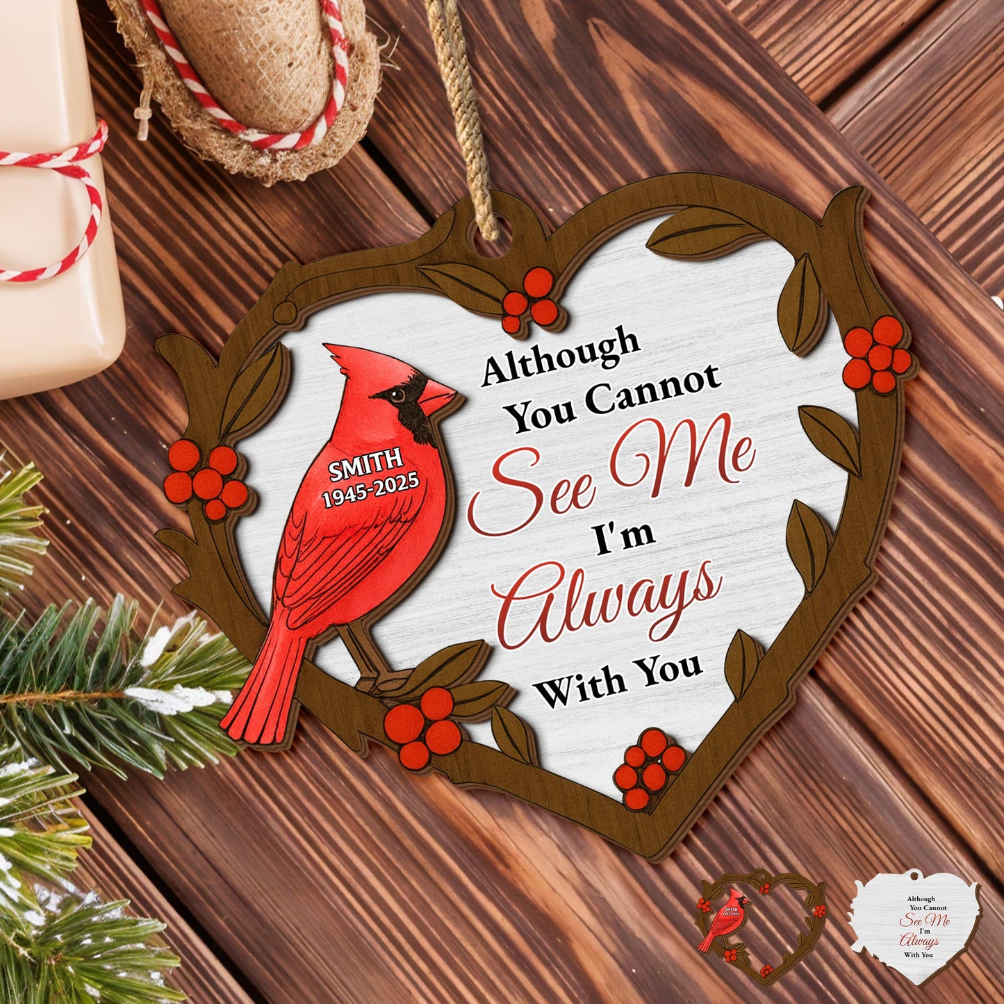 My Mind Still Talks To You Cardinal Wooden Ornament